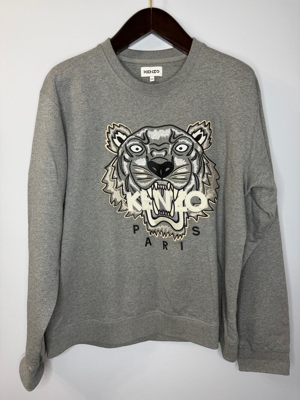 Kenzo Grey Original Tiger Sweatshirt Embroidered Men's XXL